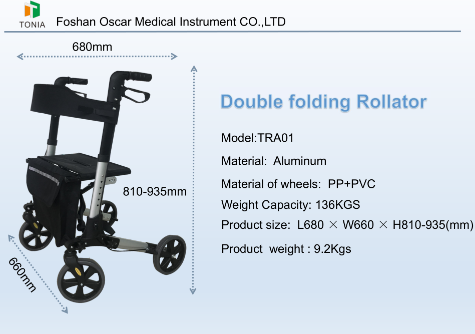 8 inch wheel folding walker