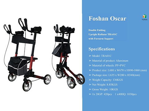 Pionowy Rollator TRA01C w nowym stylu z podwójnie składaną ramą