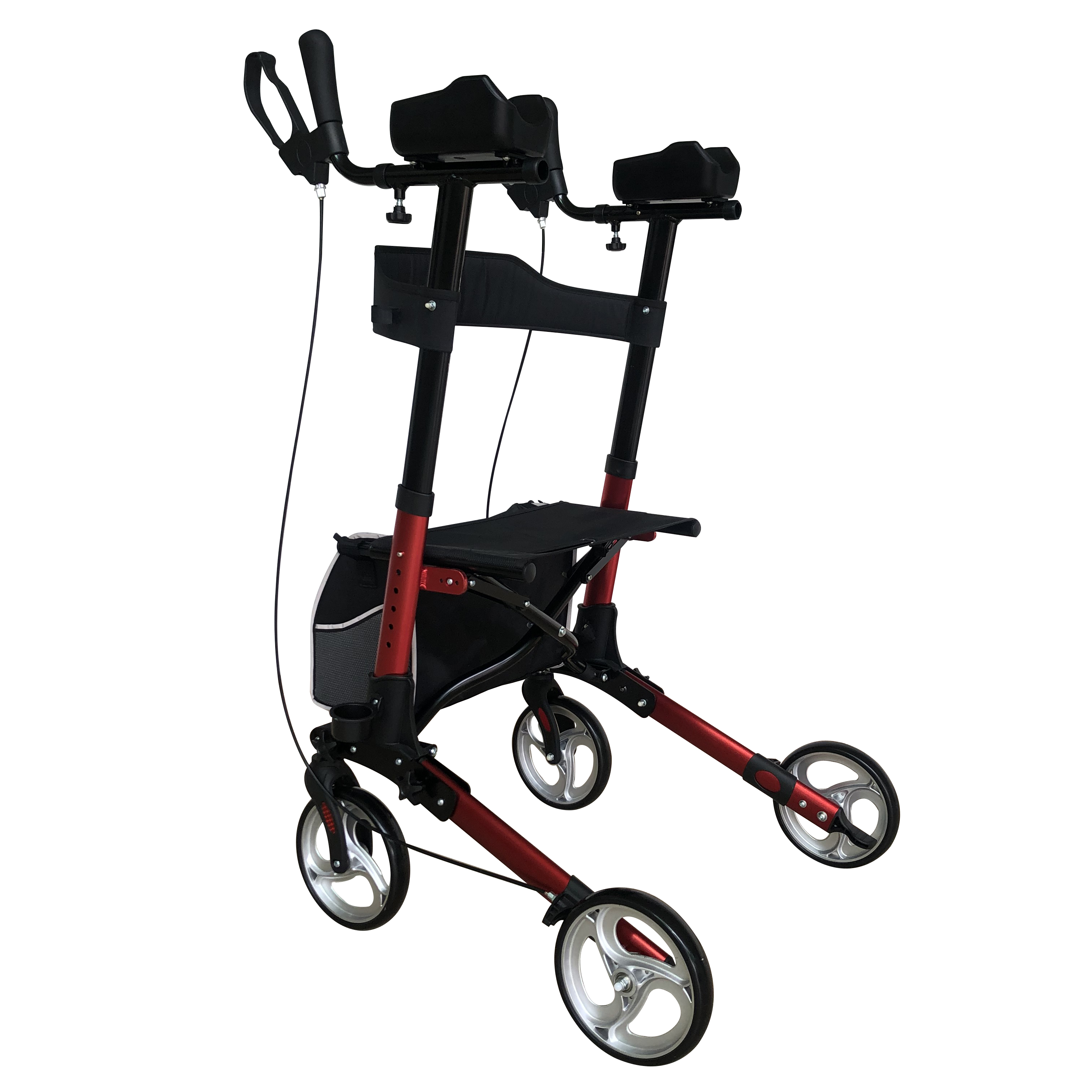 Aluminum Upright Rollator Walkers with Armrests, Handrails and Cup Holder