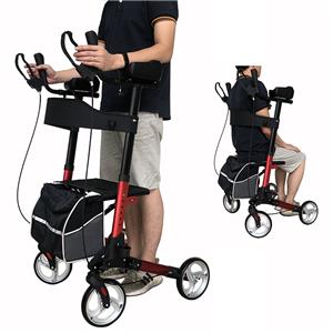 Aluminum Upright Rollator Walkers with Armrests, Handrails and Cup Holder
