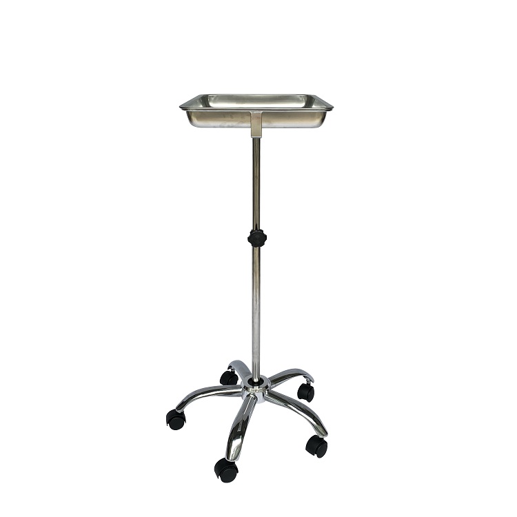Stainless Steel Adjustable Instrument Stand with Five Wheels