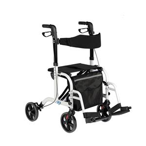 Adjustable Easy Folds Aluminum Rollator and Transport Chair for Adults