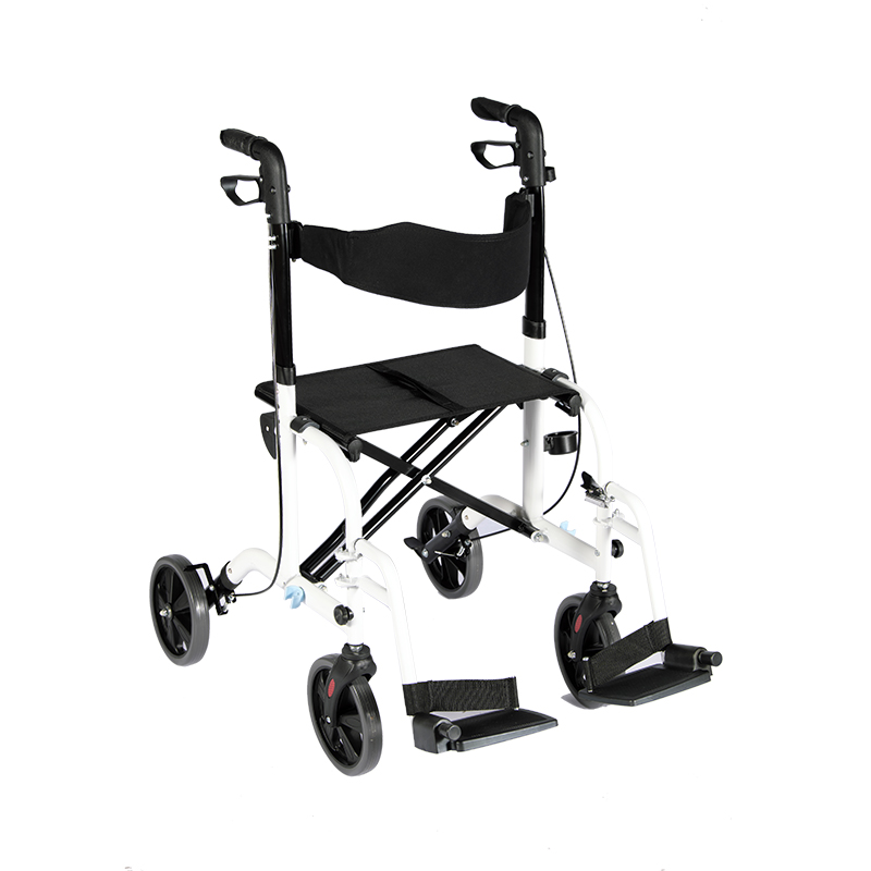 Adjustable Easy Folds Aluminum Rollator and Transport Chair for Adults