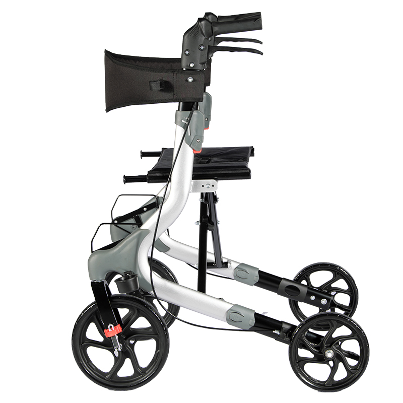 Medical European Style Aluminum Rollator with Adjustable Carrying Pouch