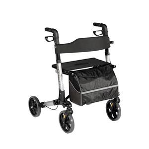 Dubbelfällbar shoppingrullator i aluminium med 8-tums hjul och handtag