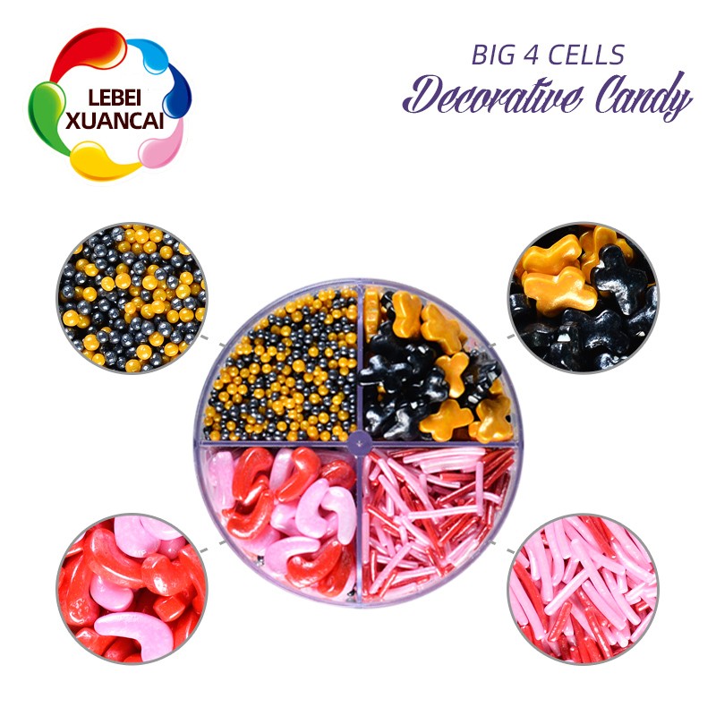 4 Cells Bottles Decorated Sprinkles Candy