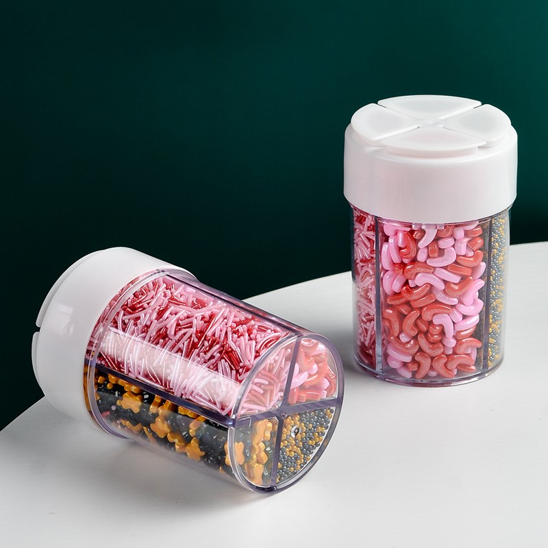 4 Cells Bottles Decorated Sprinkles Candy