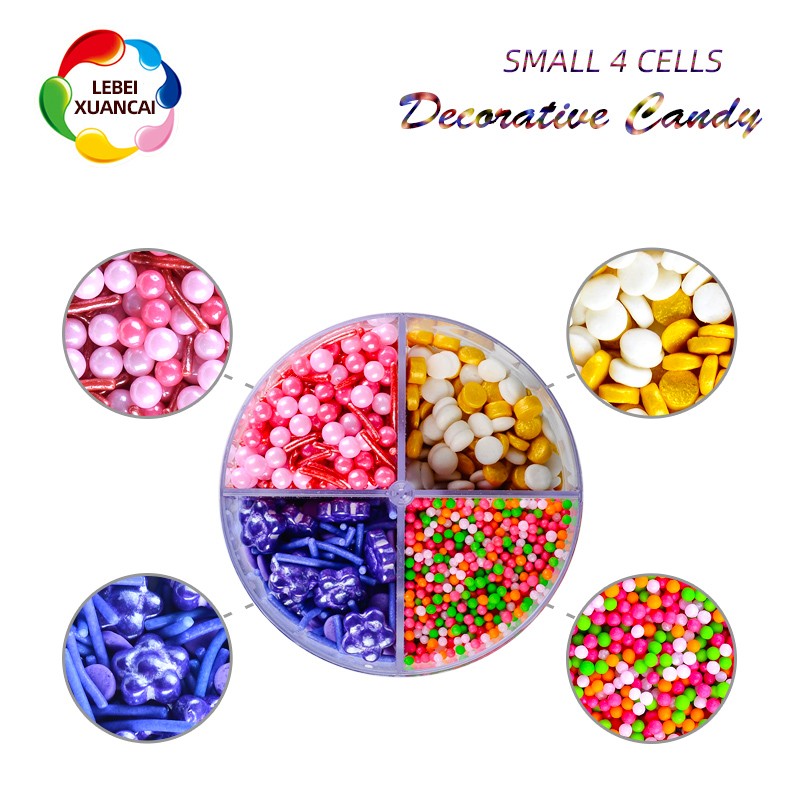Mini 4 Cells Bottles Decorated Sprinkles Candy