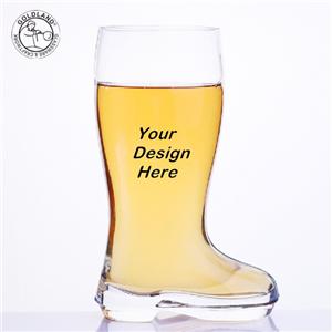 Vaso de cerveza en forma de bota transparente gigante soplado a mano