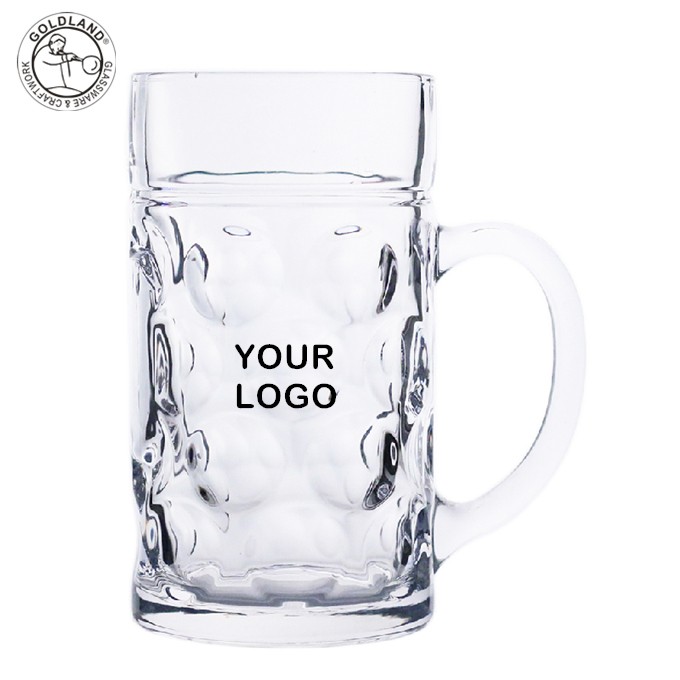 Dimpled Glass Beer Stein With 1 Liter