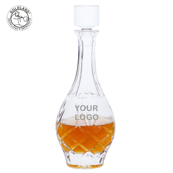 Crystal Glass Round Shape Whiskey Liquor Bottle