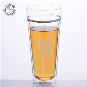 Grande tasse à boire transparente en verre à lèvre simple à double paroi
