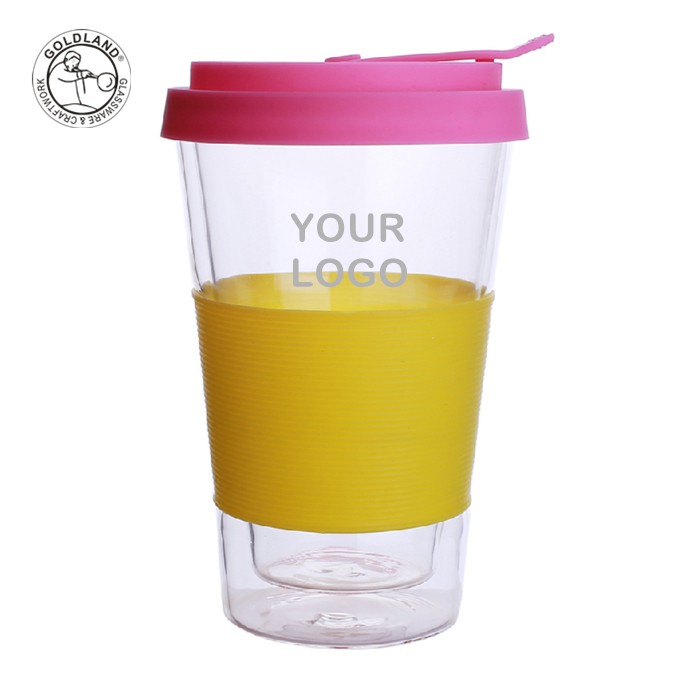 Heat Resistant Double Walled Glass Tea Cup With Lid