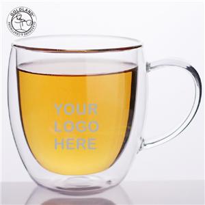 Tasses à thé en verre isolées à double paroi transparente