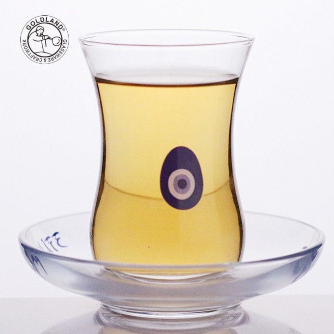 터키 차 잔 및 접시 에스프레소 유리 컵