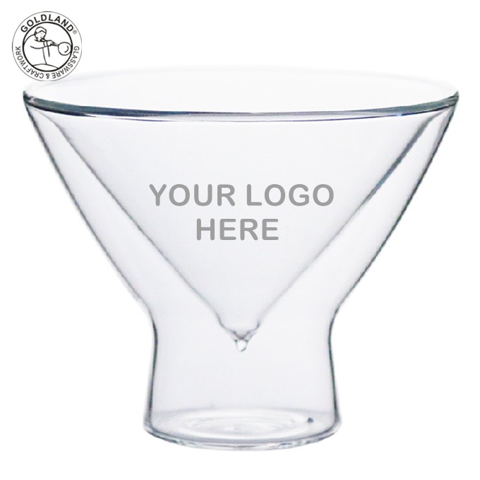 Clear Double Wall Cocktail Glass Insulated Martini Cup