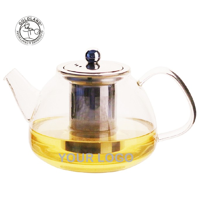 Borosilikatglas-Teekanne mit Edelstahl-Aufguss