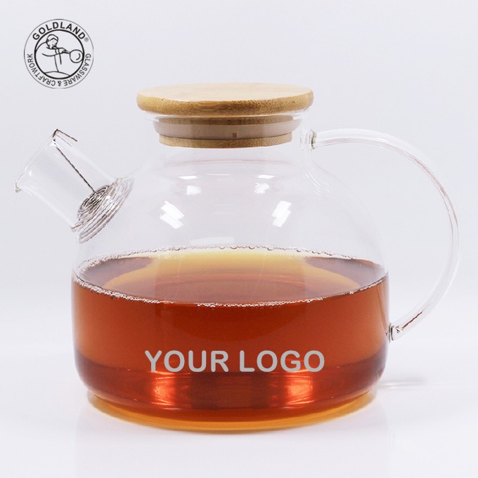 Heat Resistant Borosilicate Glass Teapot With Bamboo Lid