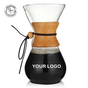 Borosilcate Glass Pour Over Coffee Maker With Wood Collar
