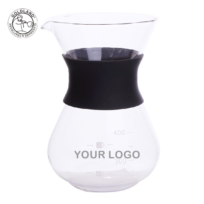 Klare Borosilikatglas-Karaffe-Kaffeekanne mit Hülse