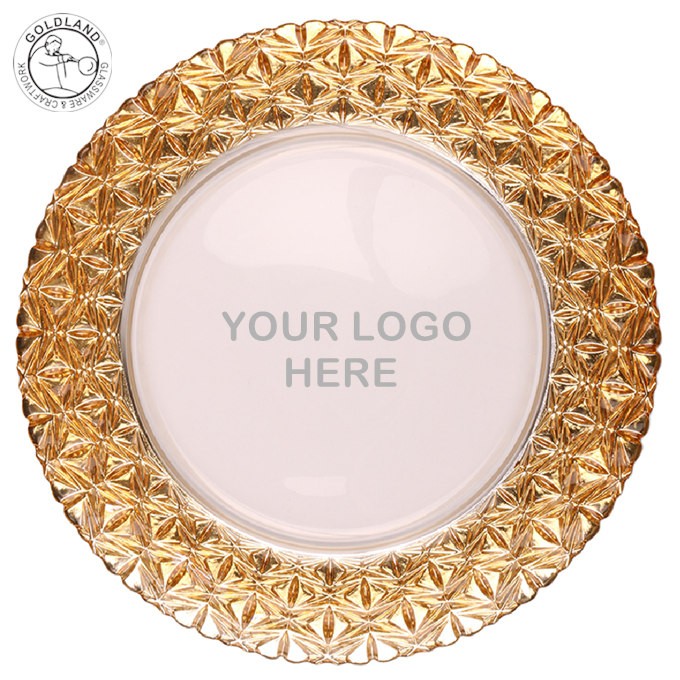 Clear With Gold/ Silver Rim Round Glass Dinner Plates