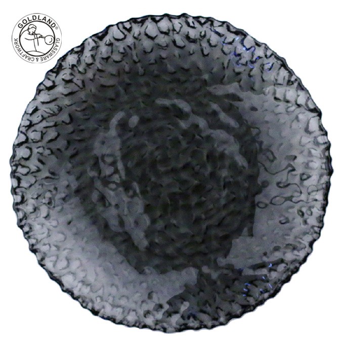 Black Colored Glass Volcanic Round Glass Decor Plate