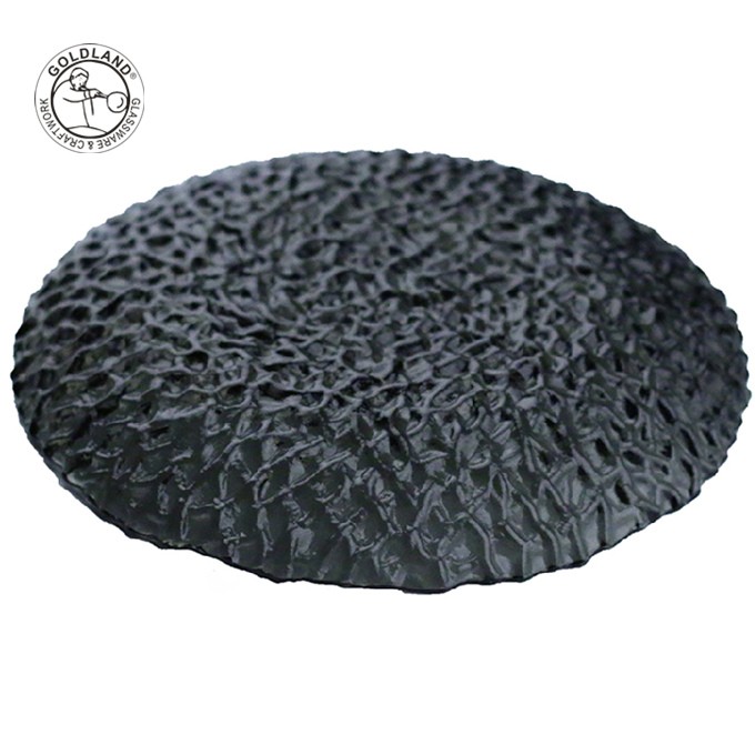 Black Colored Glass Volcanic Round Glass Decor Plate