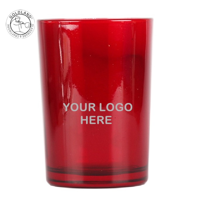 Red Colored Glass Votive Tea Light Glass Candle Jar