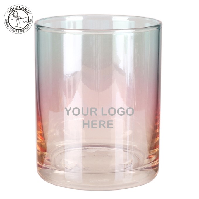 Round Iridescent Glass Candle Vessel Tealight Holder