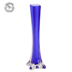 蓝色埃菲尔铁塔玻璃花瓶彩色玻璃插花瓶