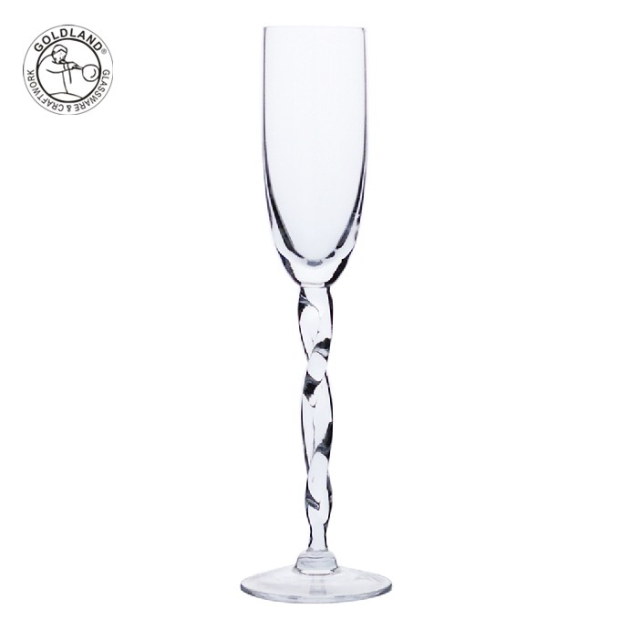 Hand Blown Unique Twisted Stem Champagne Flute Glass