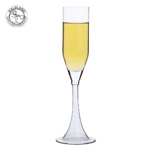 Handgeblasenes Champagnerflötenglas mit hohlem Stiel