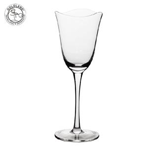 Hand Blown Unique Curved Rim Crystal Glass Goblet
