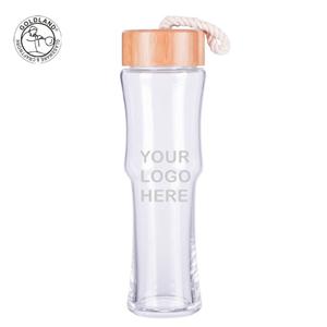 Large Glass Water Bottle Travel Cup With Bamboo Lid