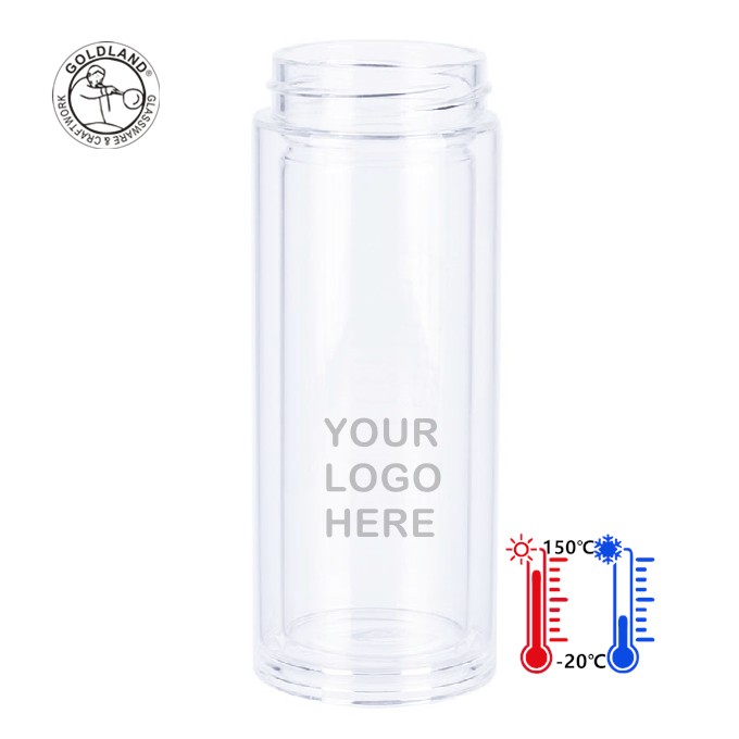 Double Walled Insulated Glass Water Bottle Travel Cup