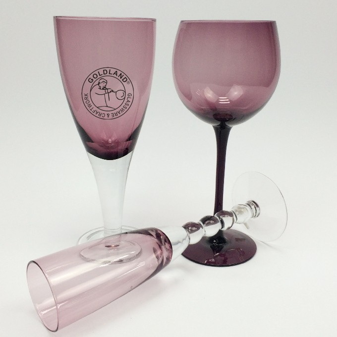 Hand Blown Vintage Purple Colored Wine Glass Goblet