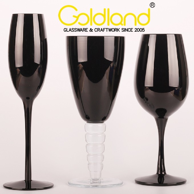 Black Flute Champagne Glass Colored Glass Goblets