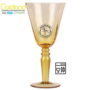 Винтажные стеклянные бокалы для питья из выдувного янтаря вручную
