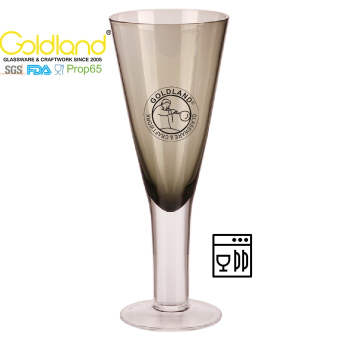 Classic Smoky Gray Glass Goblet Beverage Tumblers