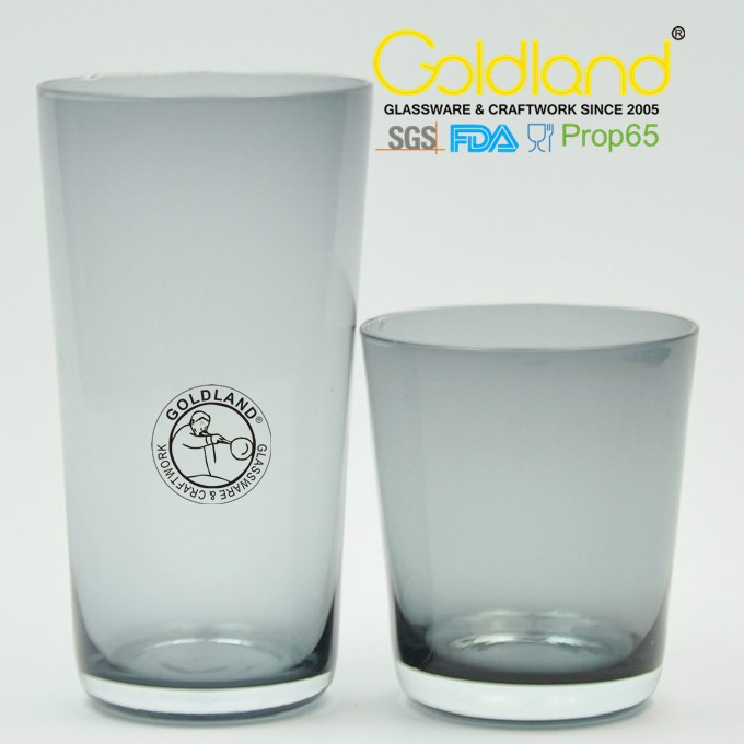 Classic Smoky Gray Glass Goblet Beverage Tumblers
