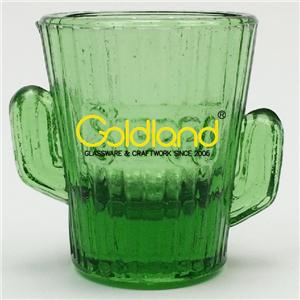 复古绿色仙人掌玻璃烈酒杯创意异形彩色玻璃酒杯