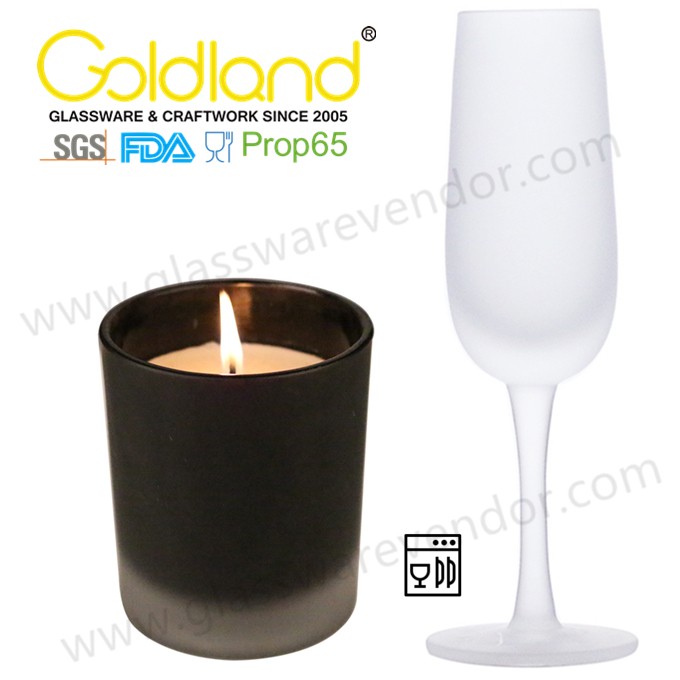 Frosted Glass Goblet Frosted Black Glass Votive Cup