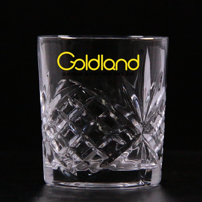 Engraved Old Fashioned Cut Crystal Whisky Rock Glass Tumbler