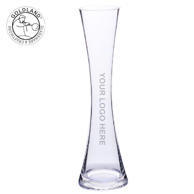 Tall Clear Glass Hourglass Shaped Flower Vase