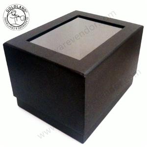 Personalize caixa de presente de papel preto com janela de PVC