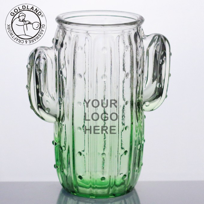 Clear Cactus Glass Mason Jar Mug Drinking Cup