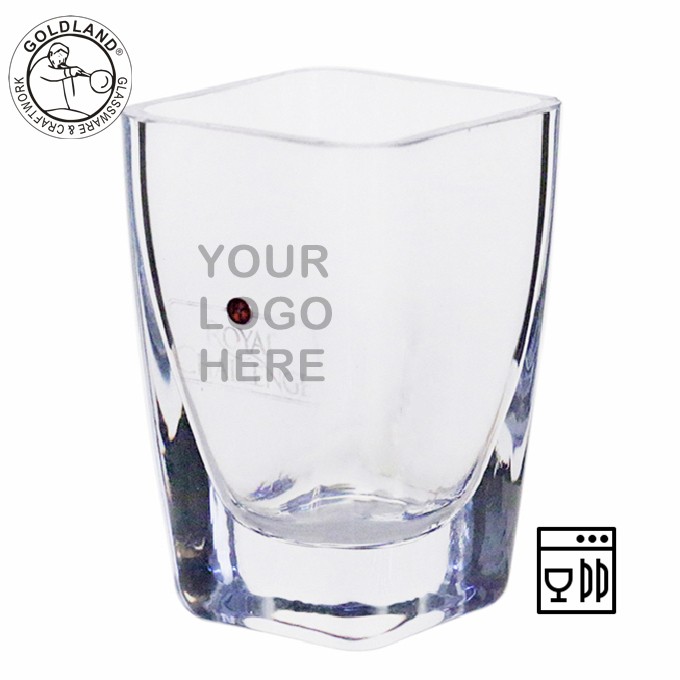 Hand Blown Heavy Base Clear Square Shot Glass