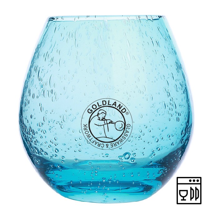 Handmade Blue Colored Glass Tumbler With Air Bubbles