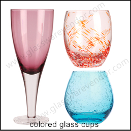 blue colored bubble glass tumblers