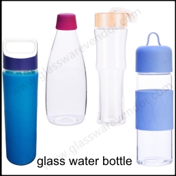 glass water bottles with bamboo lid